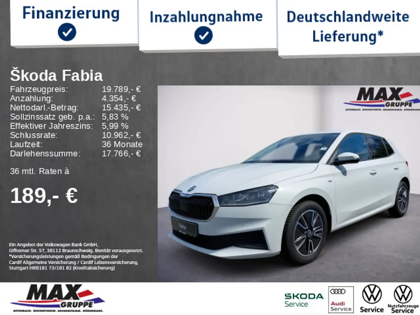 Skoda Fabia 1.0 TSI AMBITION LED+NAVI+KAMERA+LANE ASS+ Weiß - 1