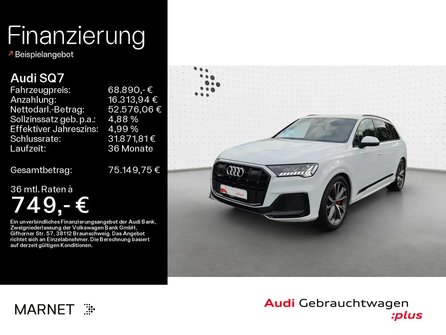 Audi SQ7 373 kW TFSI S line*Navi*Matrix*Alu*PDC*Virtu Weiß - 1