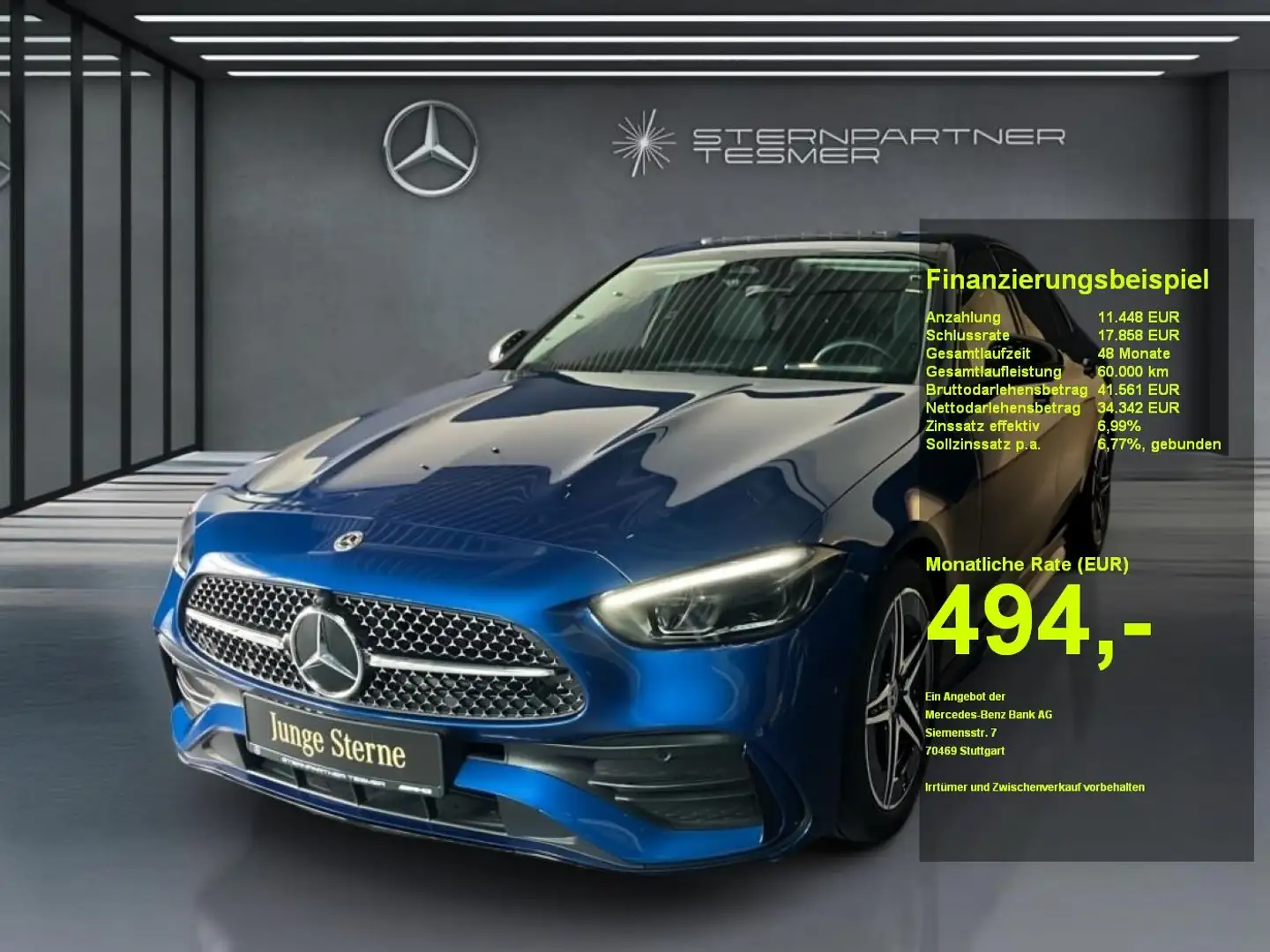 Mercedes-Benz C 200 AMG+NIGHT+KAMERA+SCHIEBEDACH+ADVANCED Blau - 1