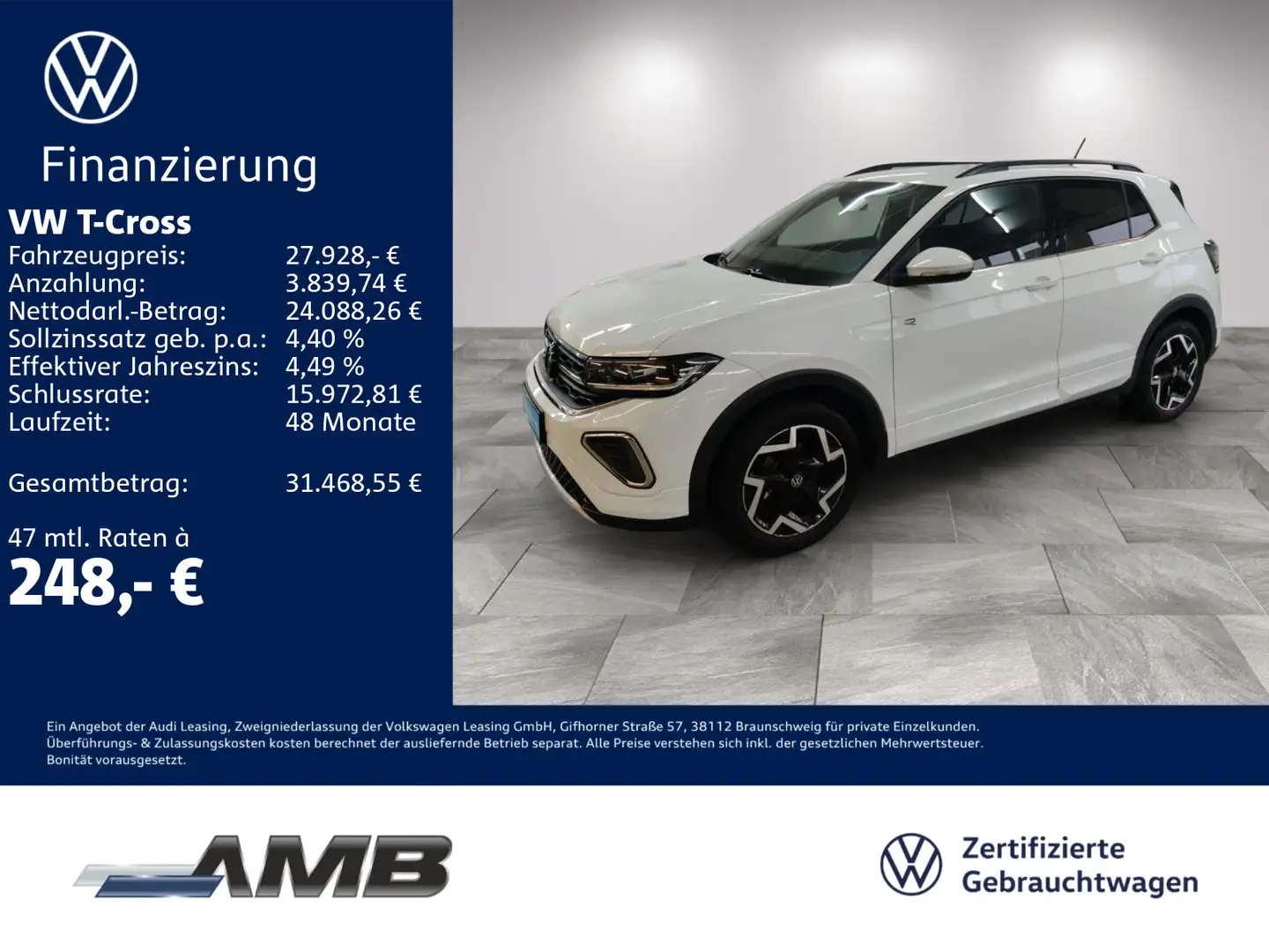 Volkswagen T-Cross R-Line 1.5 TSI DSG/AHK/Matrix/Navi/RFKam Weiß - 1