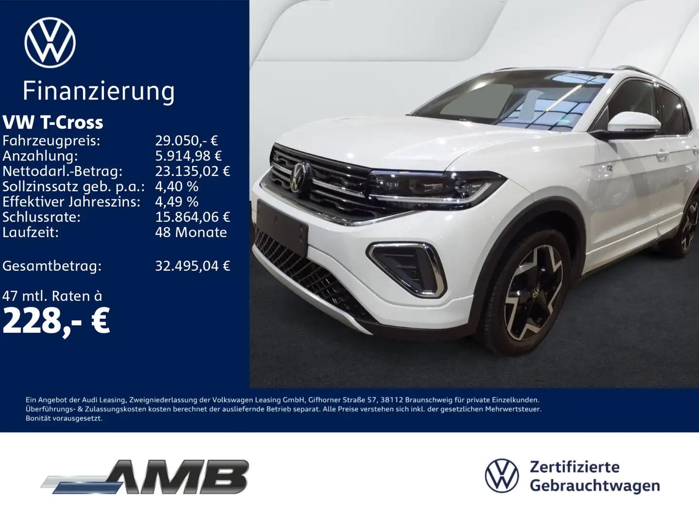 Volkswagen T-Cross R-Line 1.5 TSI DSG/AHK/Matrix/Navi/RFKam Weiß - 1