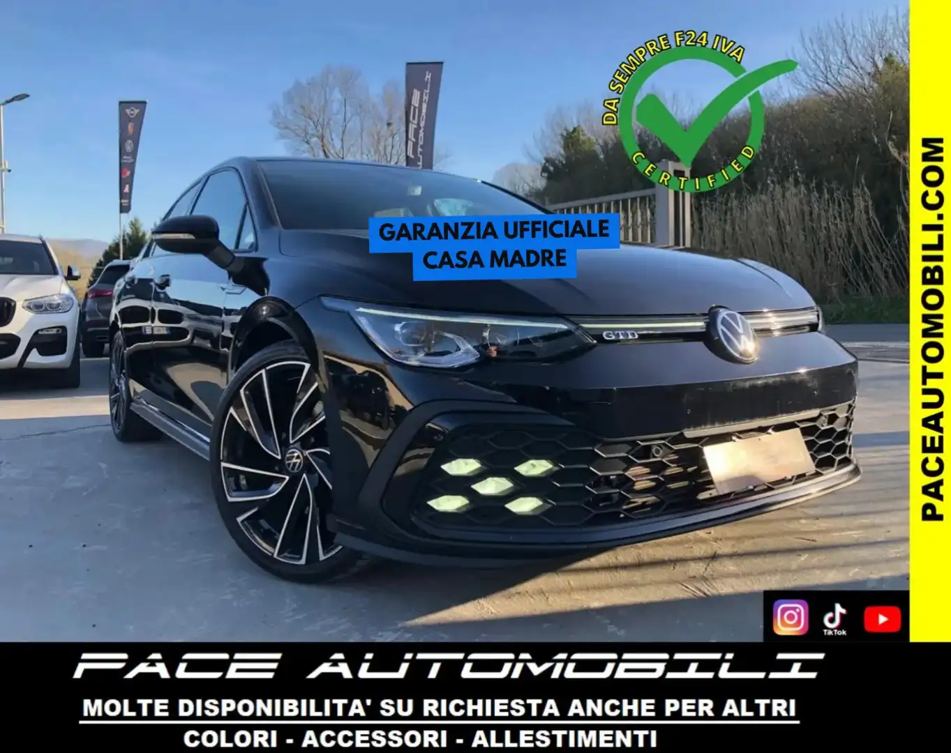 Volkswagen Golf GTD GTD 2.0 DSG KAMERA MATRIX ACC TETTO NAVI LED 19" Nero - 1