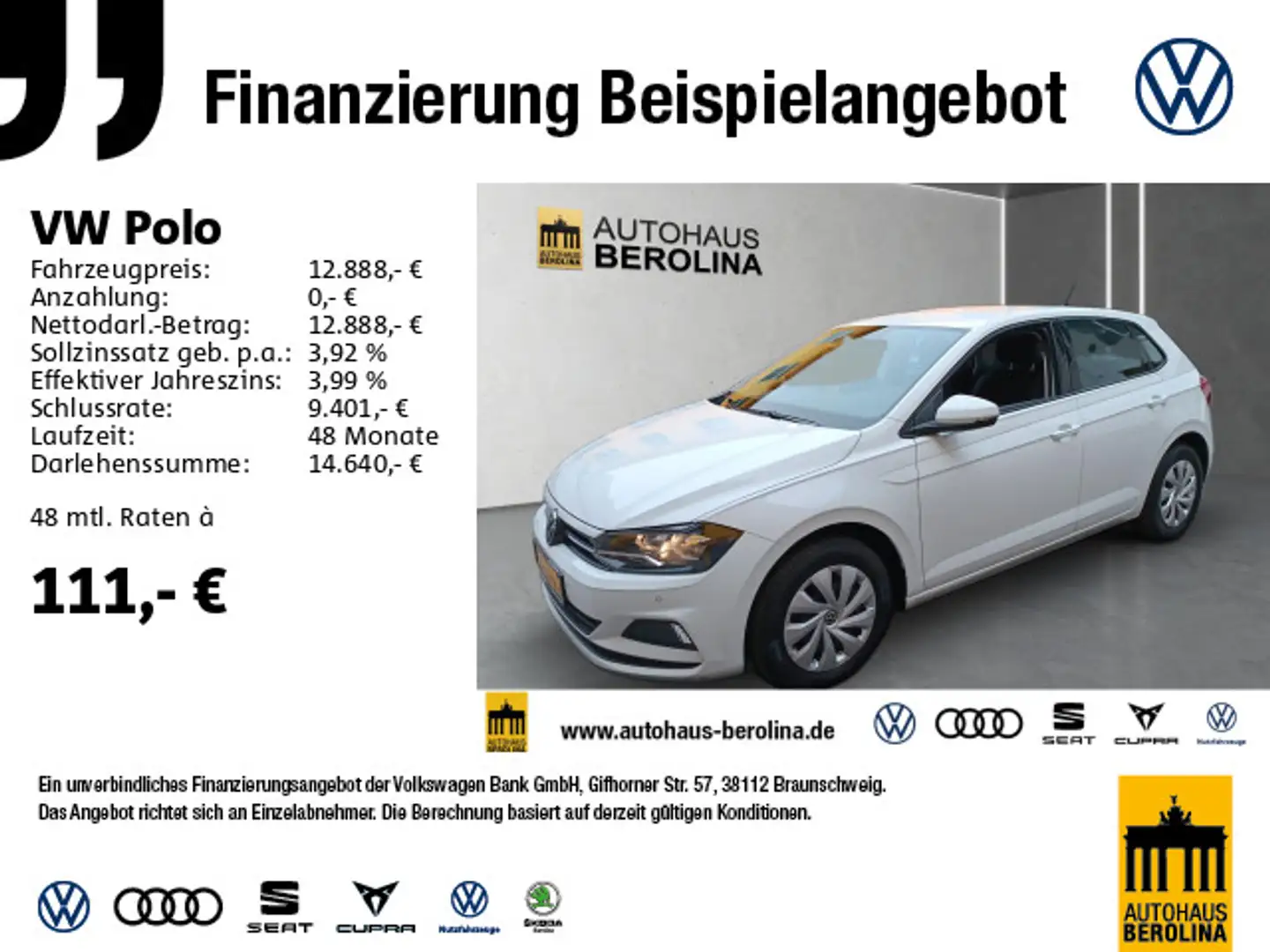 Volkswagen Polo 1.0 TGI Comfortline *NAVI*PDC* Weiß - 1