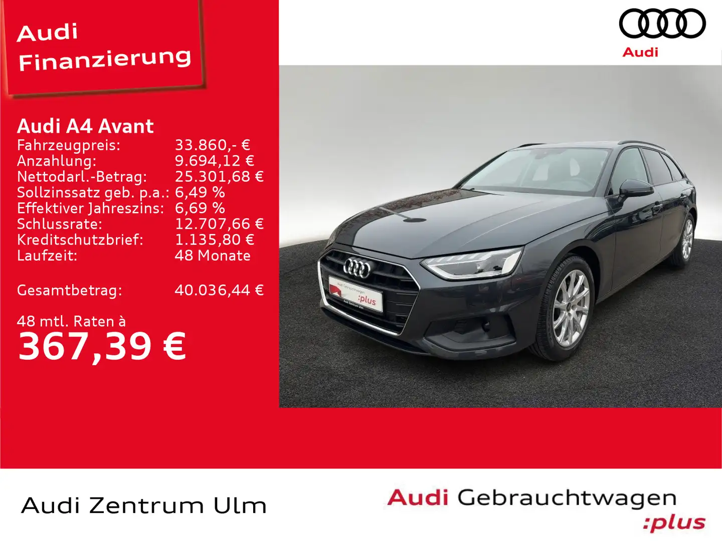 Audi A4 35 TFSI AHK LED NAVI PANO VIRT. 5J.GAR. Grau - 1