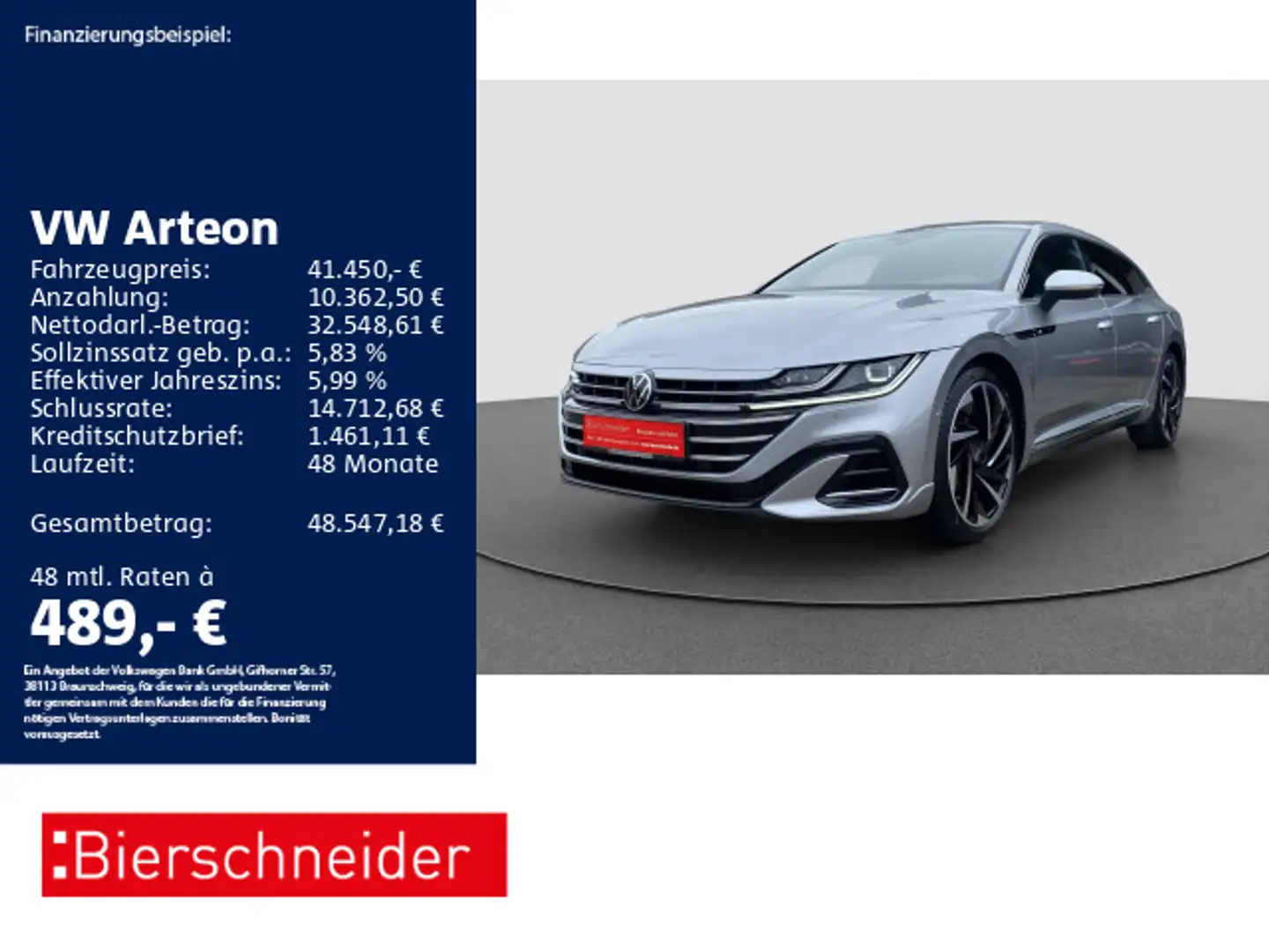 Volkswagen Arteon SB 2.0 TSI DSG 4Mo. R-Line AHK PANO STAND Silber - 1