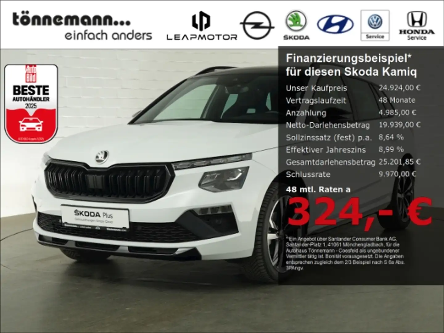 Skoda Kamiq MONTE CARLO TSI DSG+LED+NAVI+PANORAMADACH+SITZ-/LE Weiß - 1