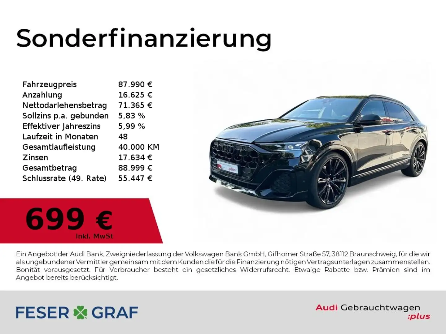 Audi Q8 50 TDI quattro B&O/ARL/4xSHZ/Pano/AHK/Standhzg. Schwarz - 1