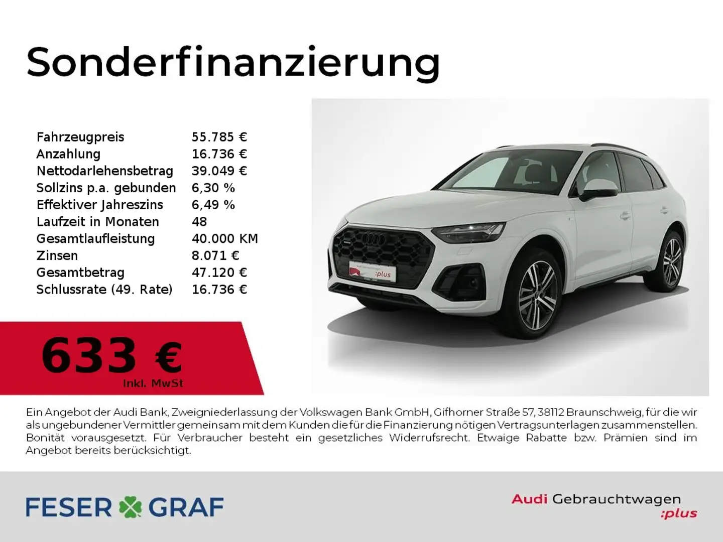 Audi Q5 40 TFSI qu S Line Int Pano,Matrix,Navi,Leder Weiß - 1