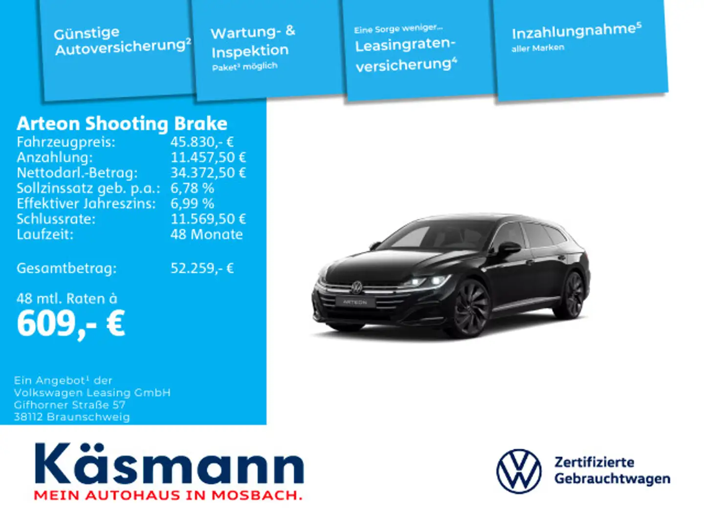 Volkswagen Arteon R-Line 2.0TDI 4M VOLL Schwarz - 1