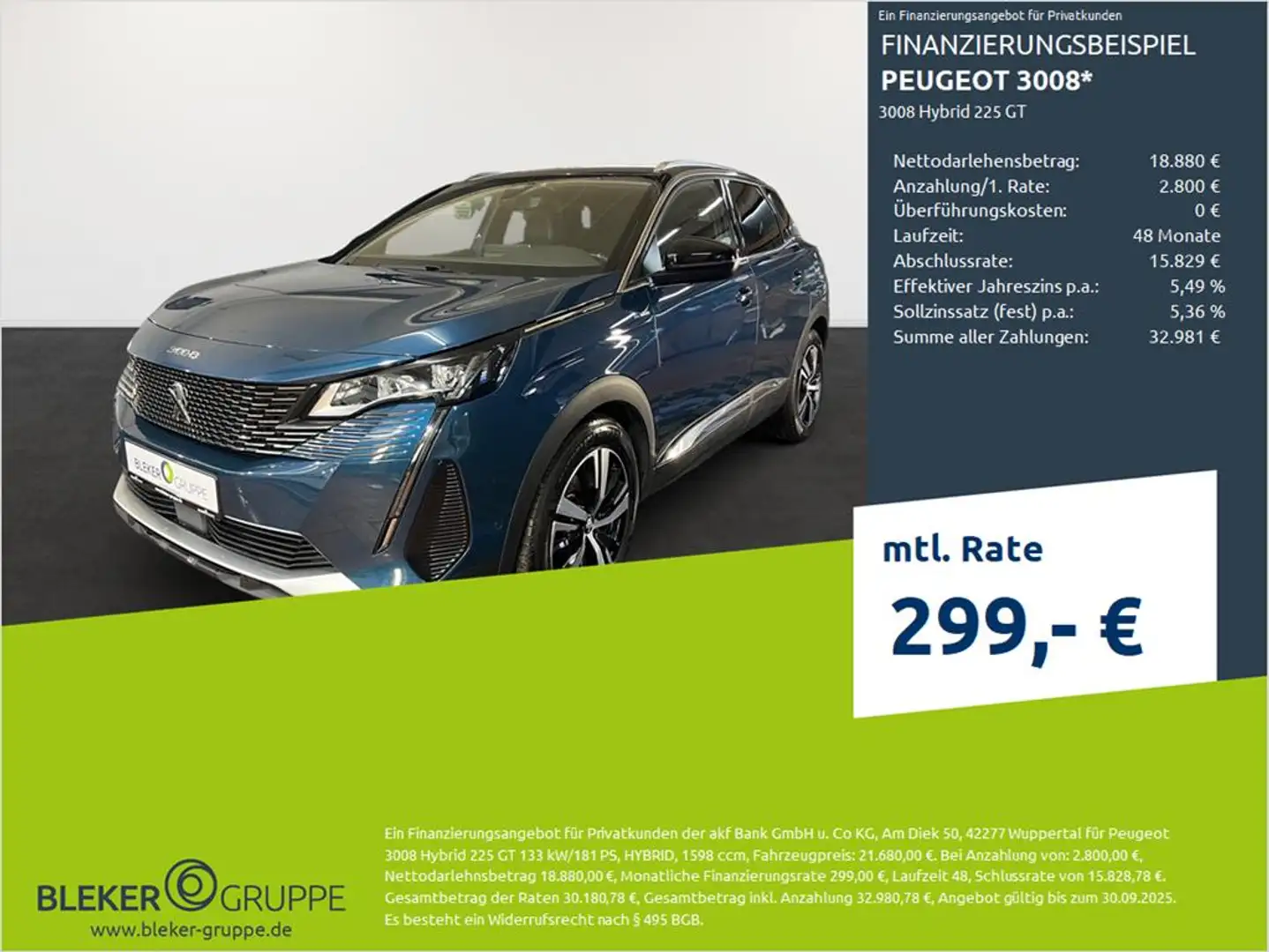 Peugeot 3008 3008 Hybrid 225 GT Blau - 1
