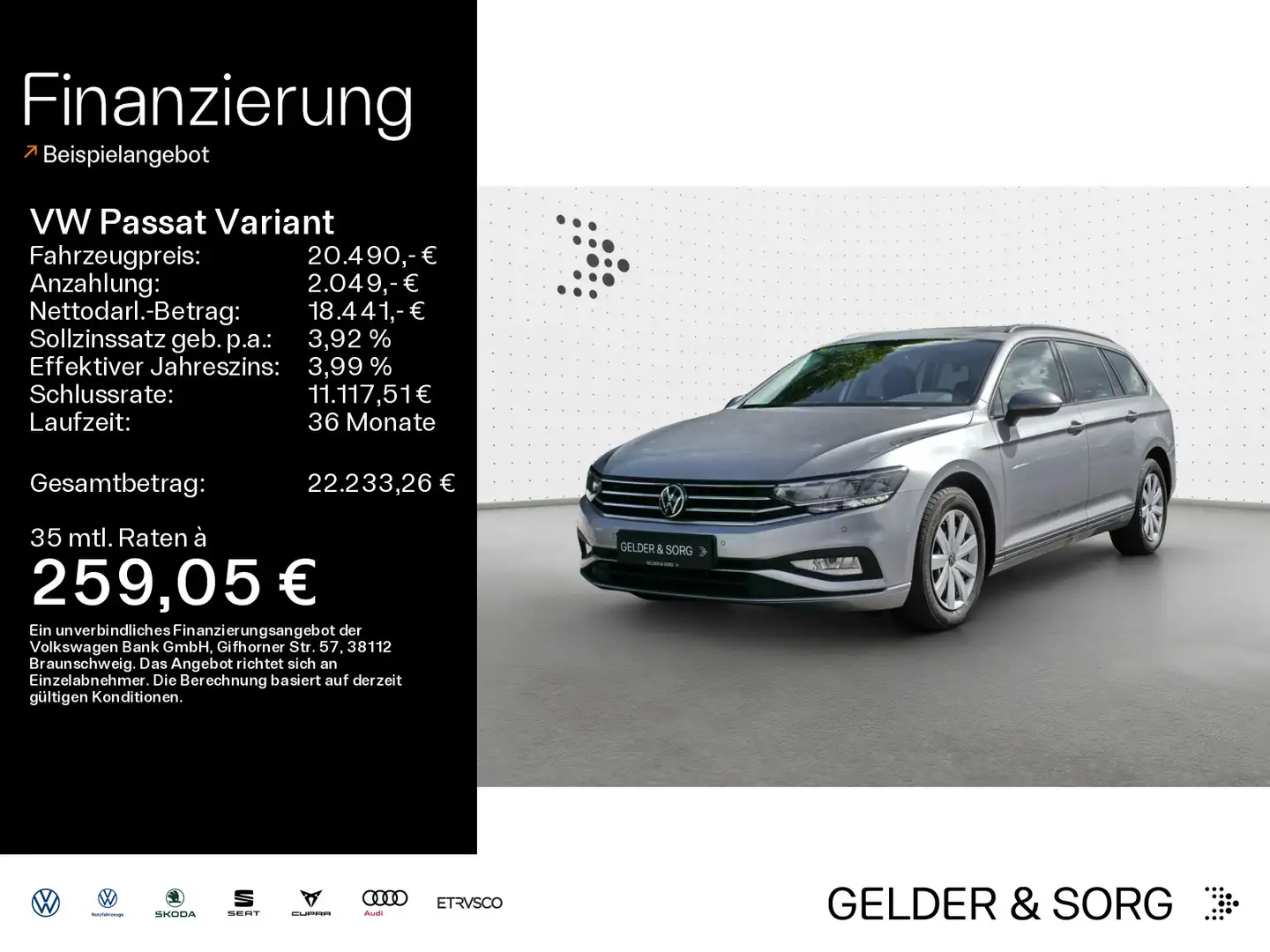Volkswagen Passat Variant 2.0 TDI RFK*Navi*AHK*LED*ACC*DAB+ Silber - 1