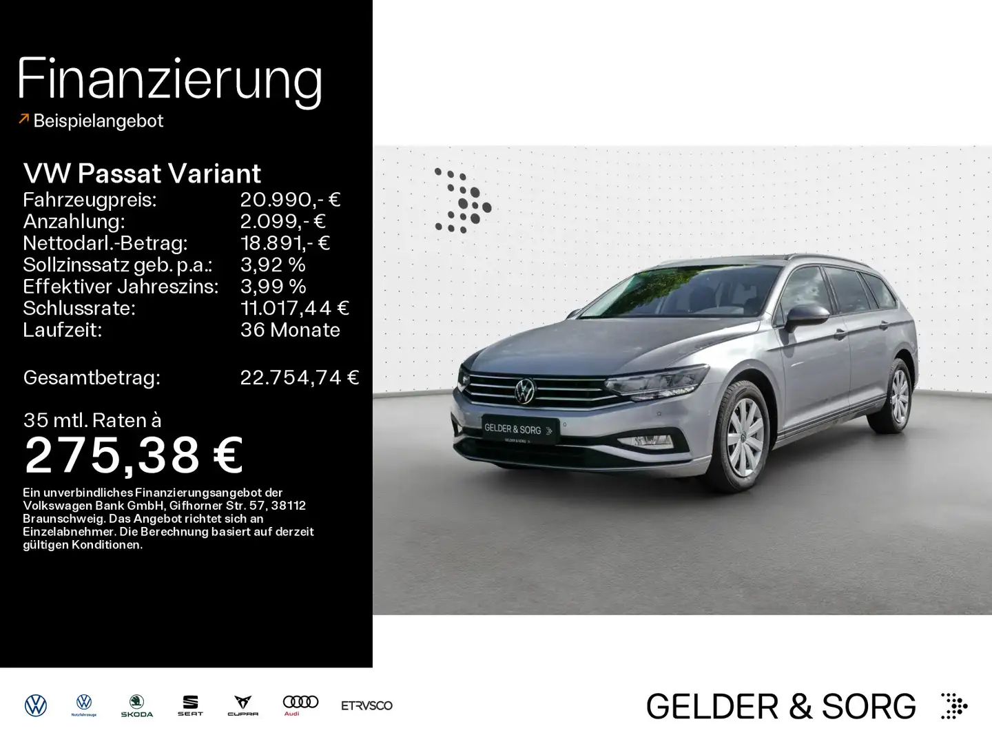 Volkswagen Passat Variant 2.0 TDI RFK*Navi*AHK*LED*ACC*DAB+ Argent - 1