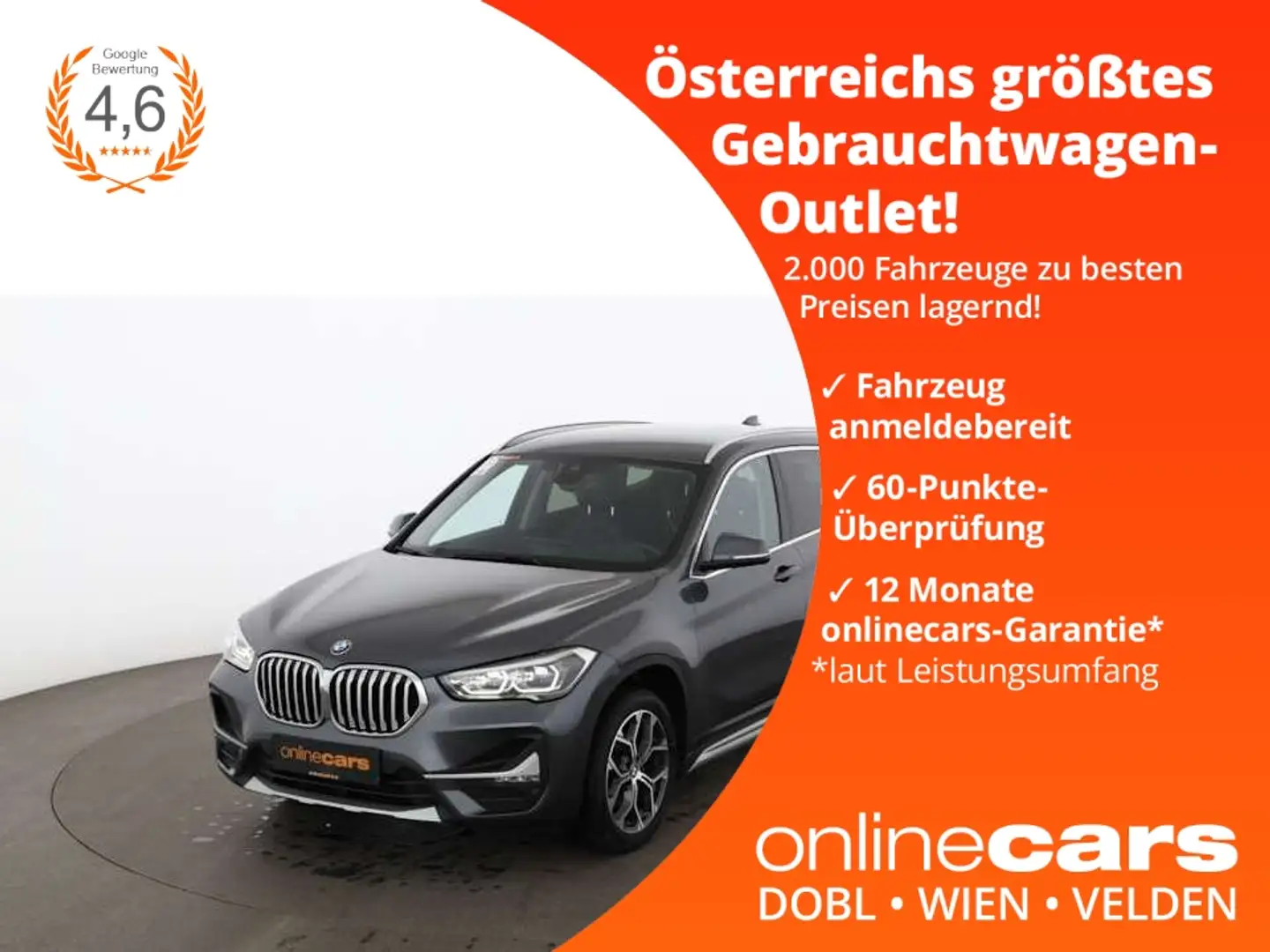 BMW X1 sDrive16d xLine Aut LED AHK LEDER NAVI R-CAM Gris - 1