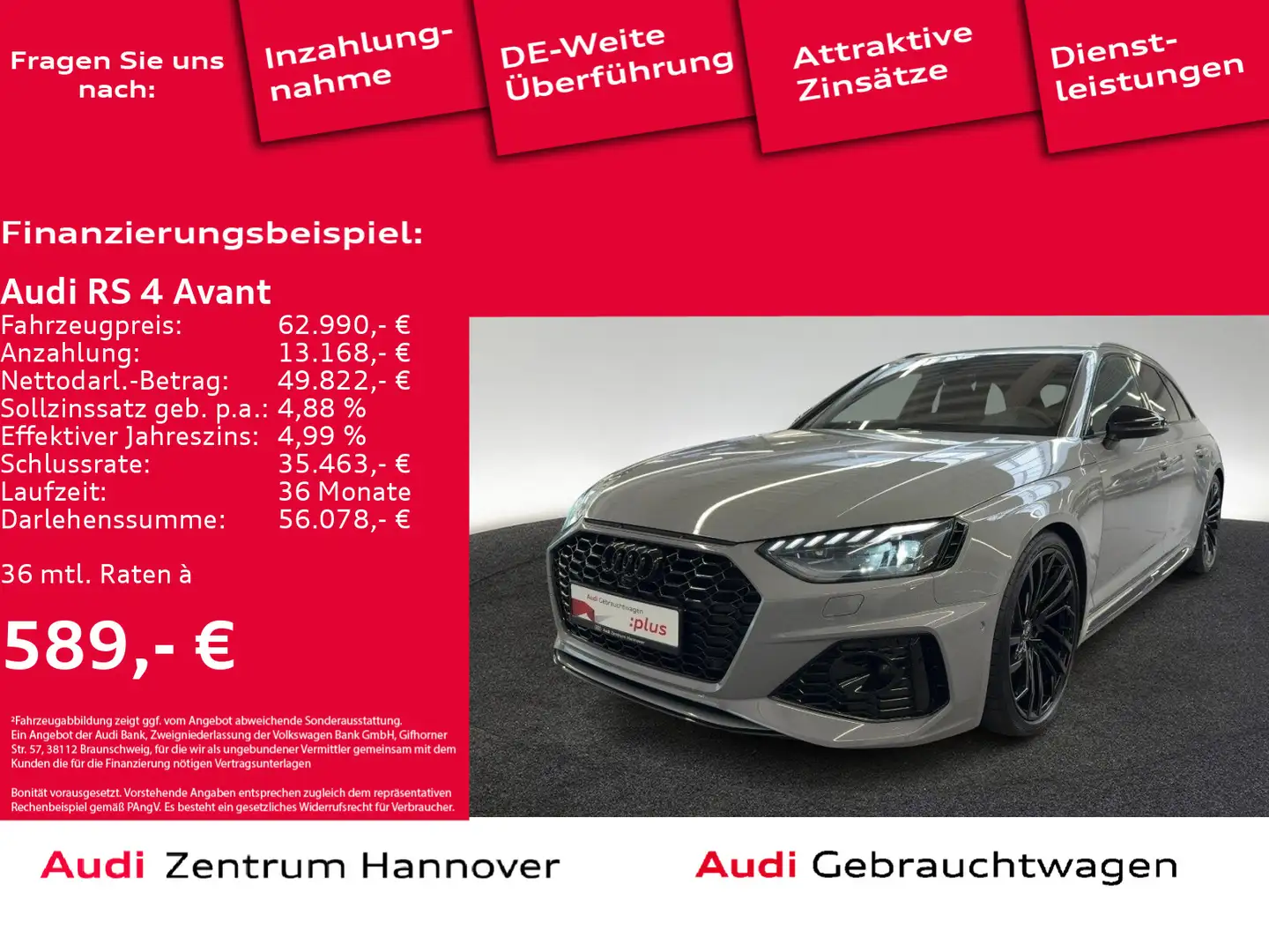 Audi RS4 RS4 Avant 2.9 TFSI qu. Head-Up Pano Matrix B&O A Сірий - 1
