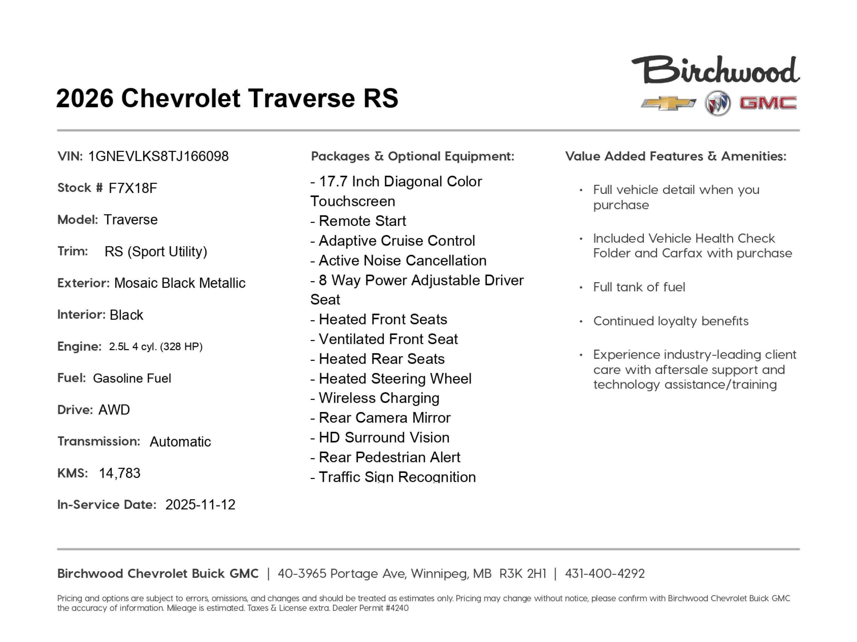 2026 Chevrolet Traverse RS Enhanced Driving Package — снимка 2