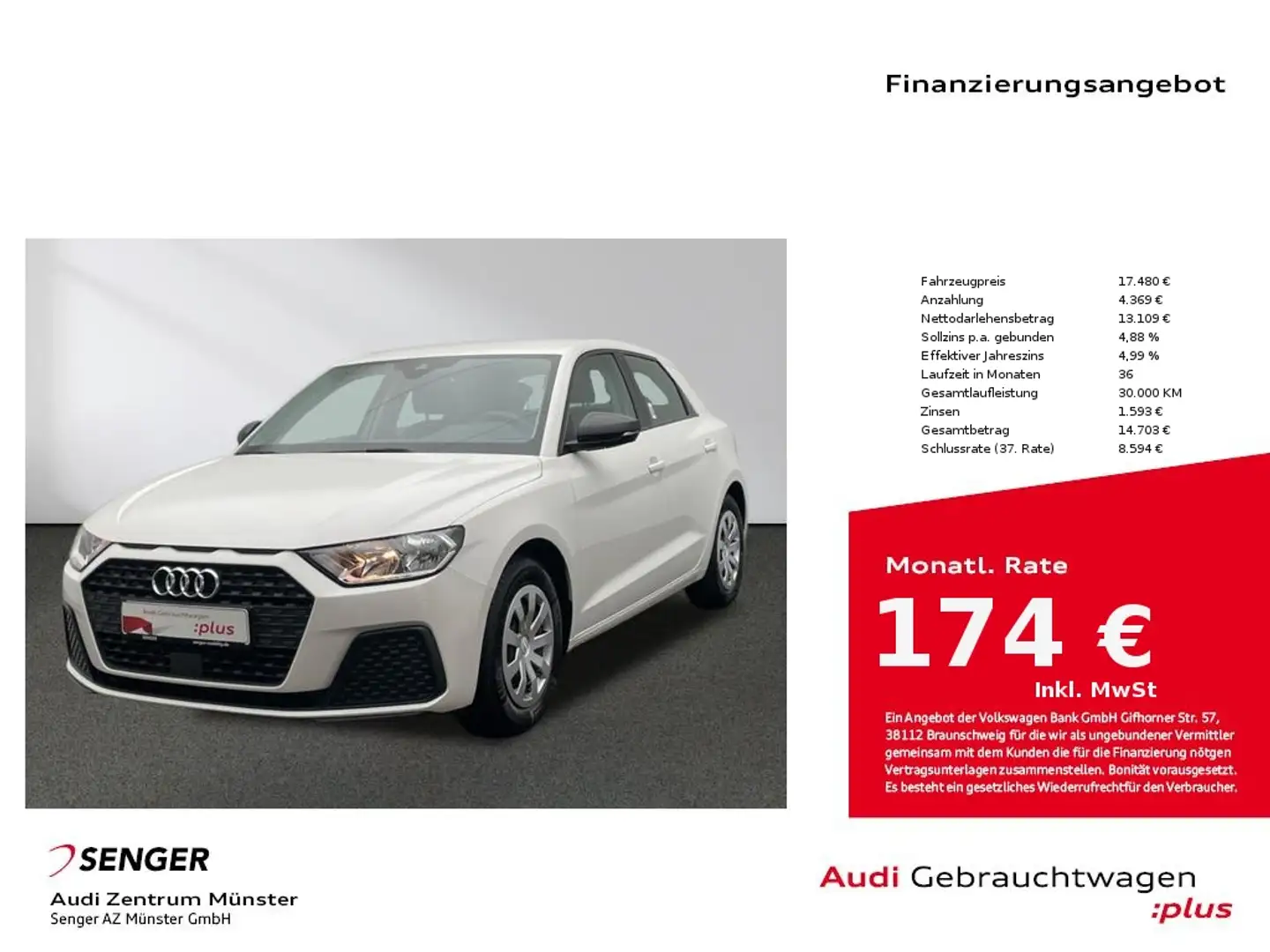 Audi A1 Sportback 25 TFSI MMI LED Spurhalteassistent White - 1