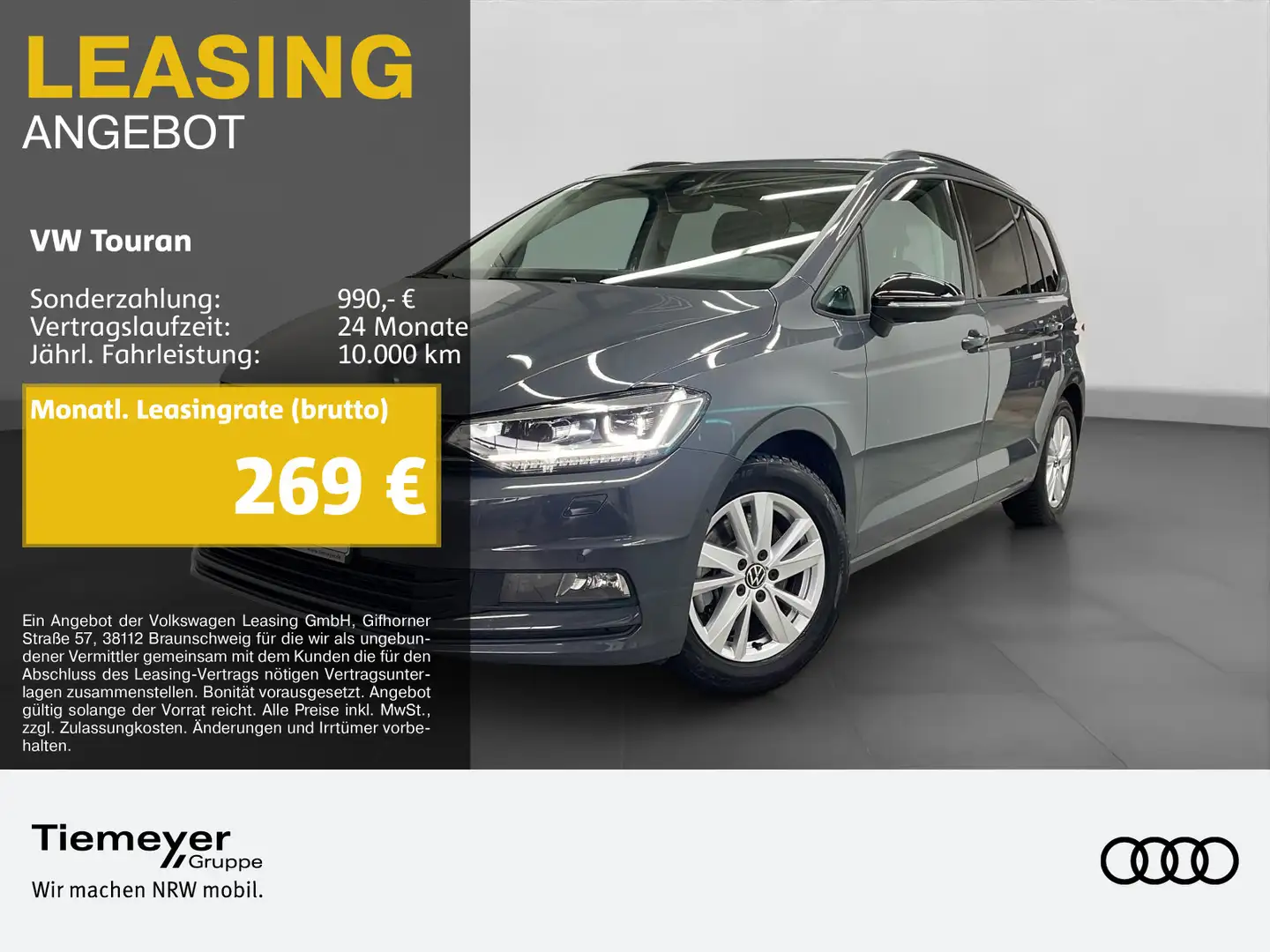 Volkswagen Touran 1.5 TSI DSG HIGHLINE BLACK ST.HEIZ PANO 7 Grijs - 1