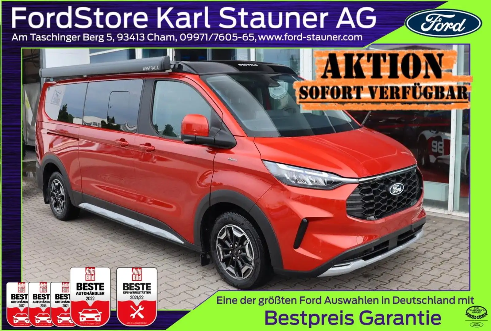 Ford Tourneo Custom Camper NUGGET ALLRAD Active 320/L2 0,99%* AHK Roşu - 1