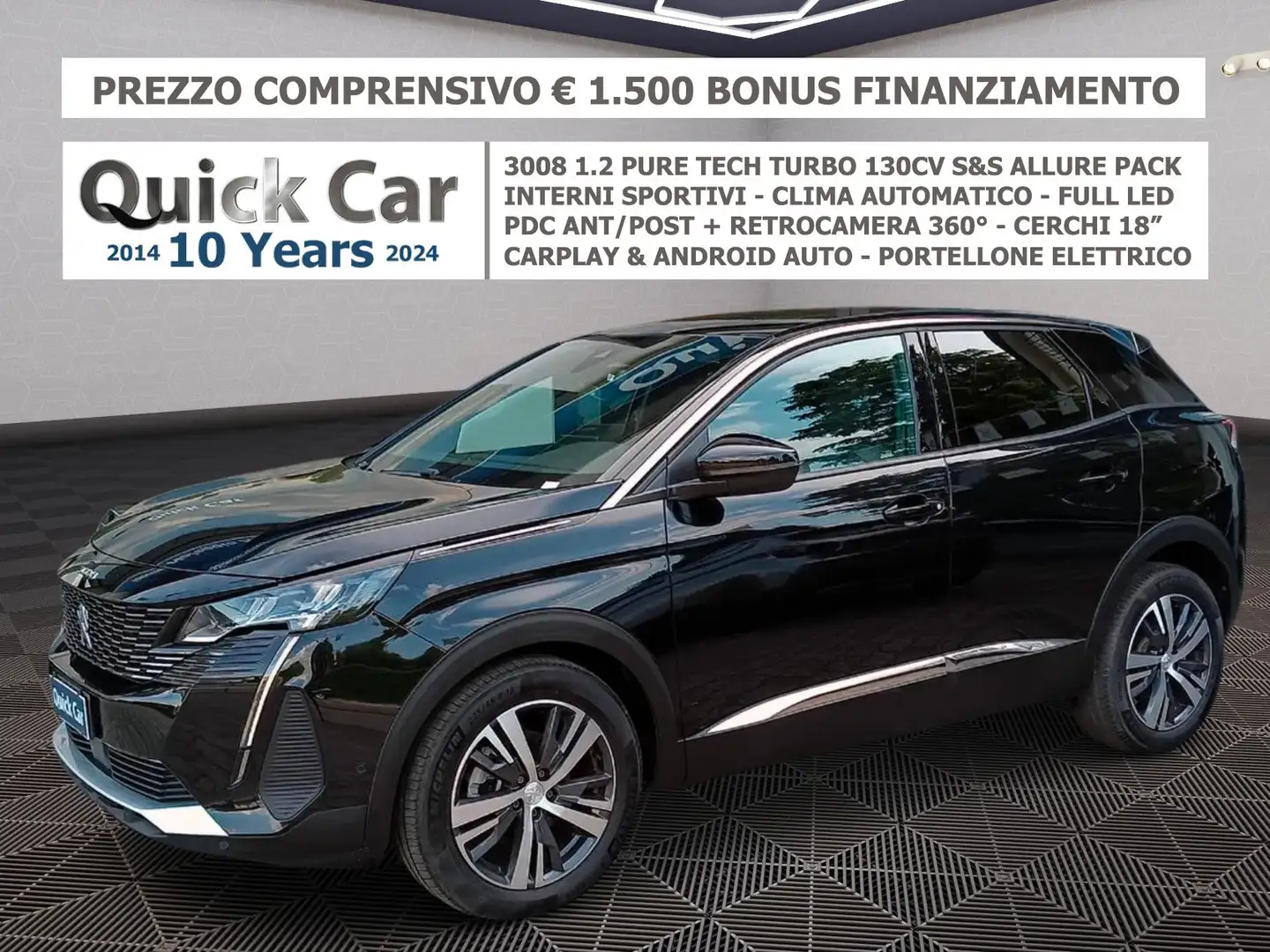 Peugeot 3008 1.2 Allure Pack CAMERA 360*,CARPLAY,CERCHI 18" Nero - 1