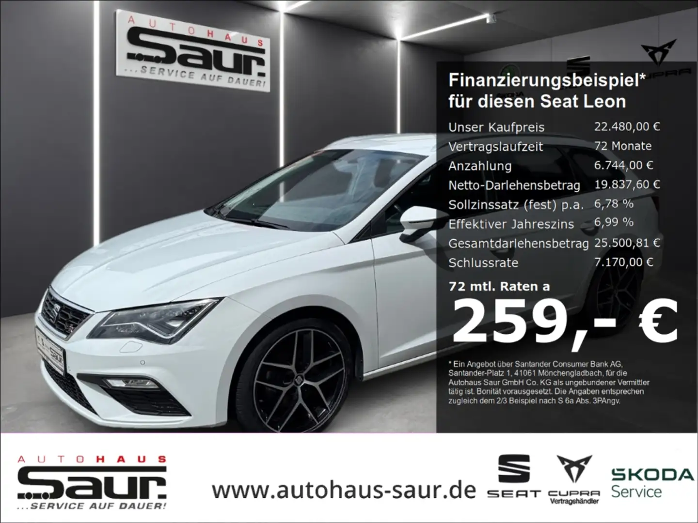 SEAT Leon ST FR 1.5 TSI LED KLIMA NAVI FULL-LINK SHZ START-S Blanc - 1