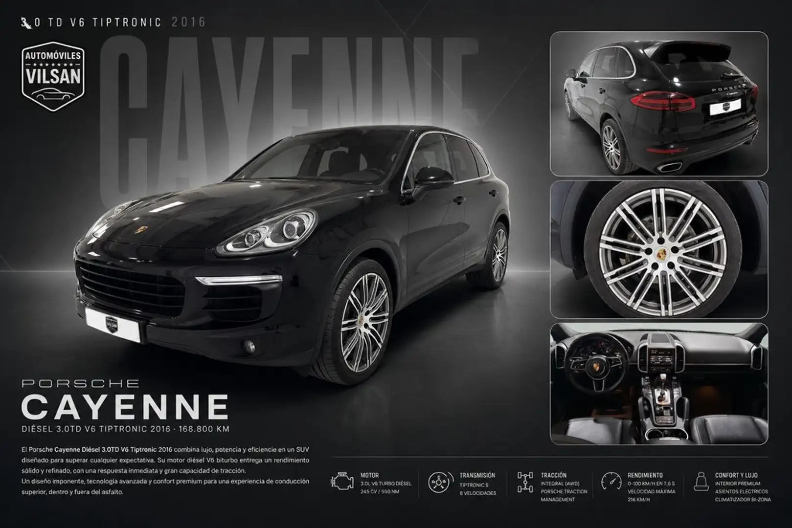 Porsche Cayenne Diesel Aut. Negro - 1