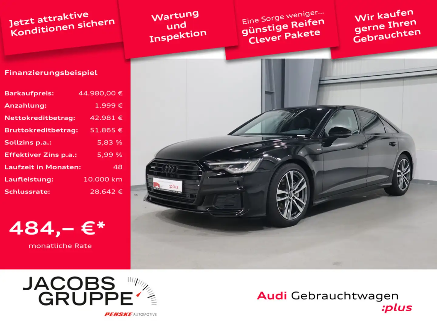 Audi A6 Limo 45 TFSI quattro sport S-Line B&O*Matrix*AHK * Schwarz - 1