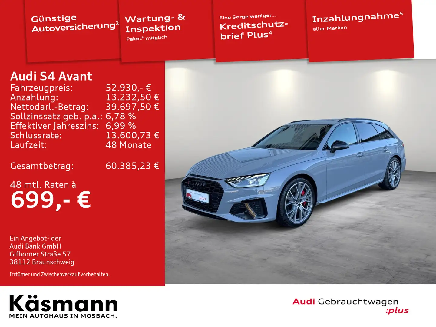 Audi S4 TDI quattro MATRIX 360° HUD PANO B&O Gris - 2