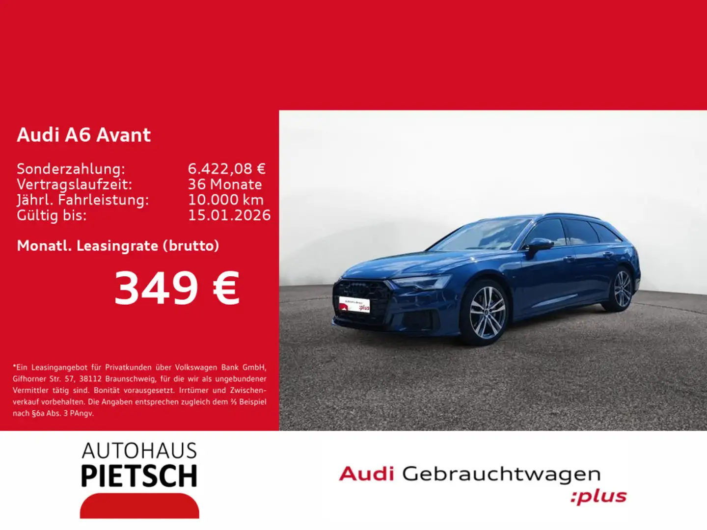 Audi A6 50 TDI quattro S line AHK Matrix Pano Blau - 1