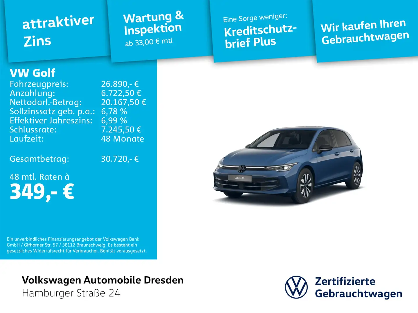 Volkswagen Golf Goal 1.5 TSI Blau - 1