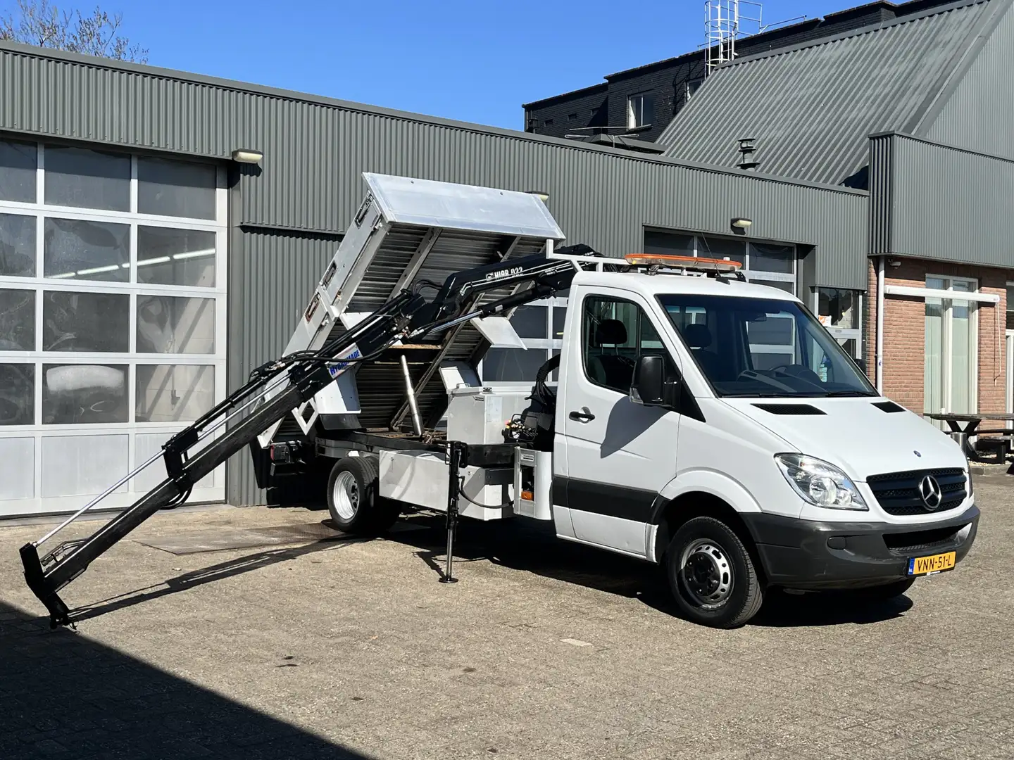 Mercedes-Benz Sprinter 513 2.2 CDI 432 Kipper Hiab 022 laadkraan Trekhaak Wit - 1