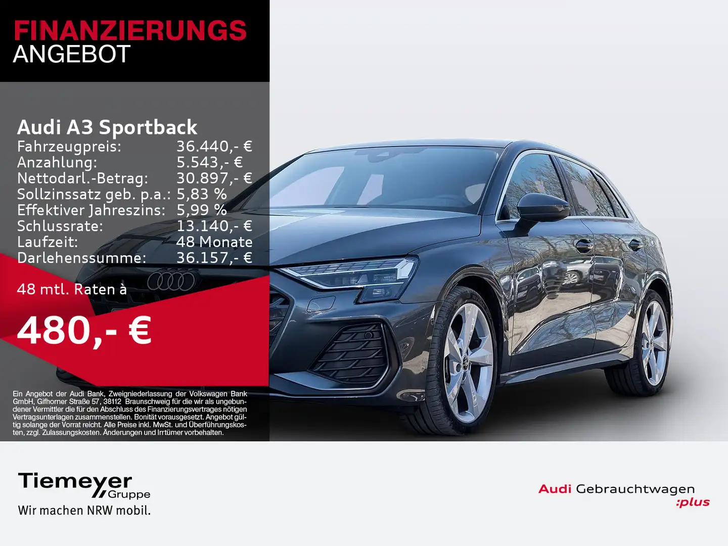 Audi A3 35 TDI S LINE PANO MATRIX ACC LM18 Grau - 1