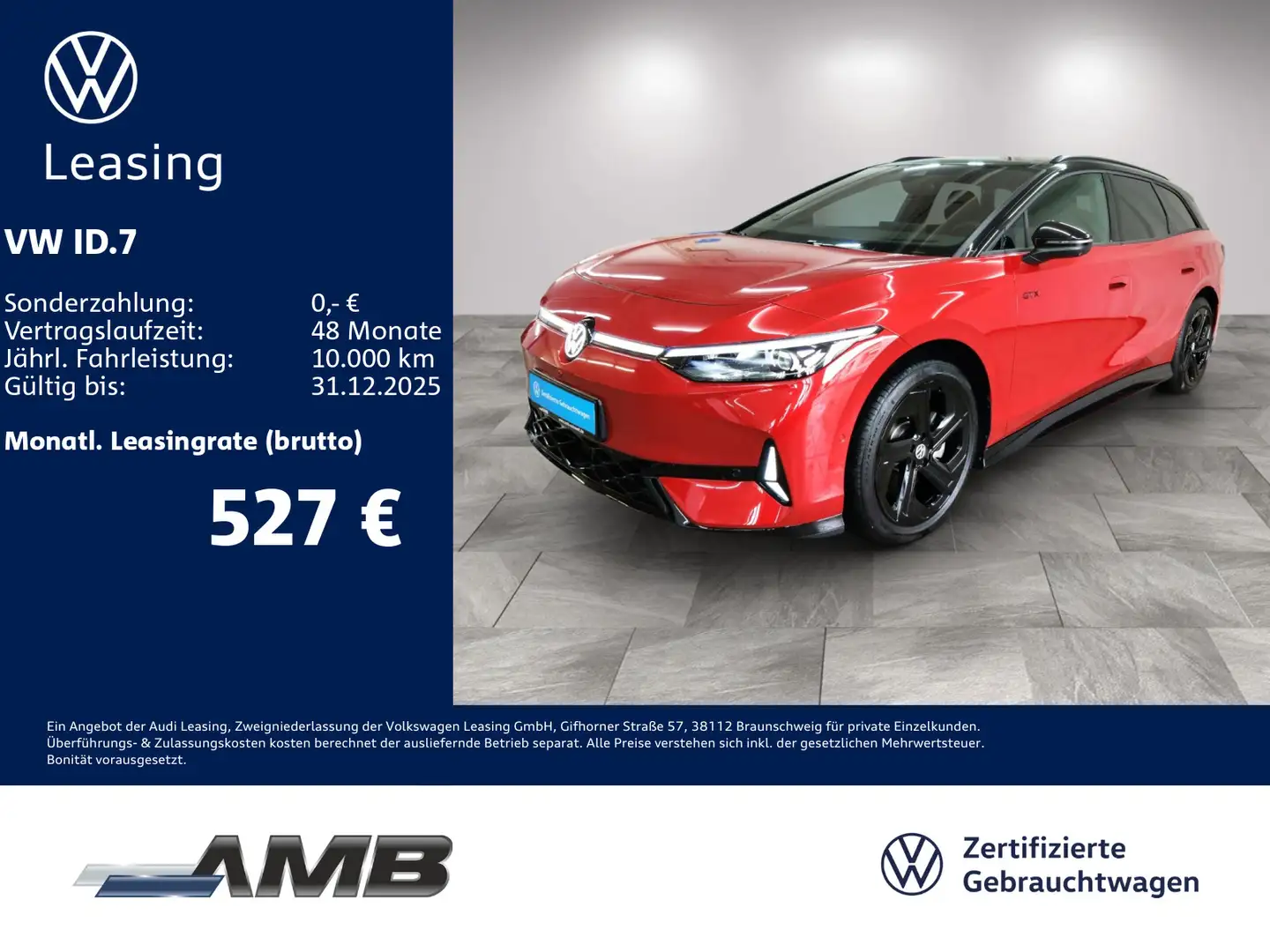 Volkswagen ID.7 Tourer GTX 86kWh/AHK/Pano/Wärmepumpe/02.30G Rot - 1