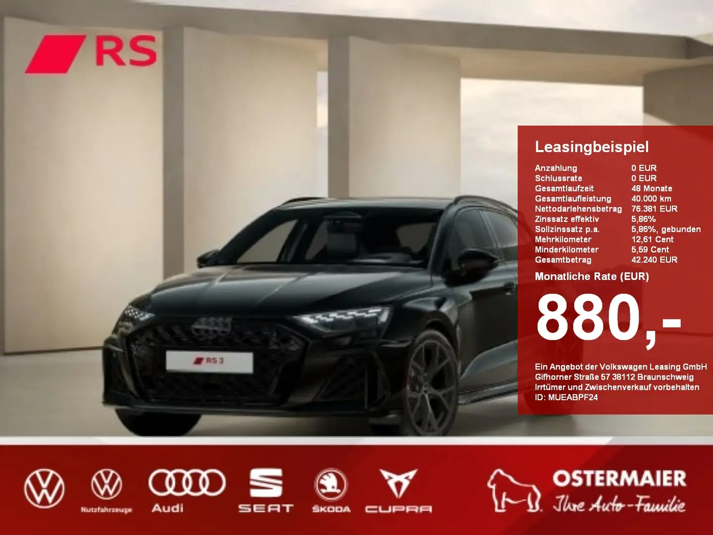 Audi RS3 RS 3 Sportback S tronic 400PS 5J-GARANTIE,RS-SPORT Schwarz - 1