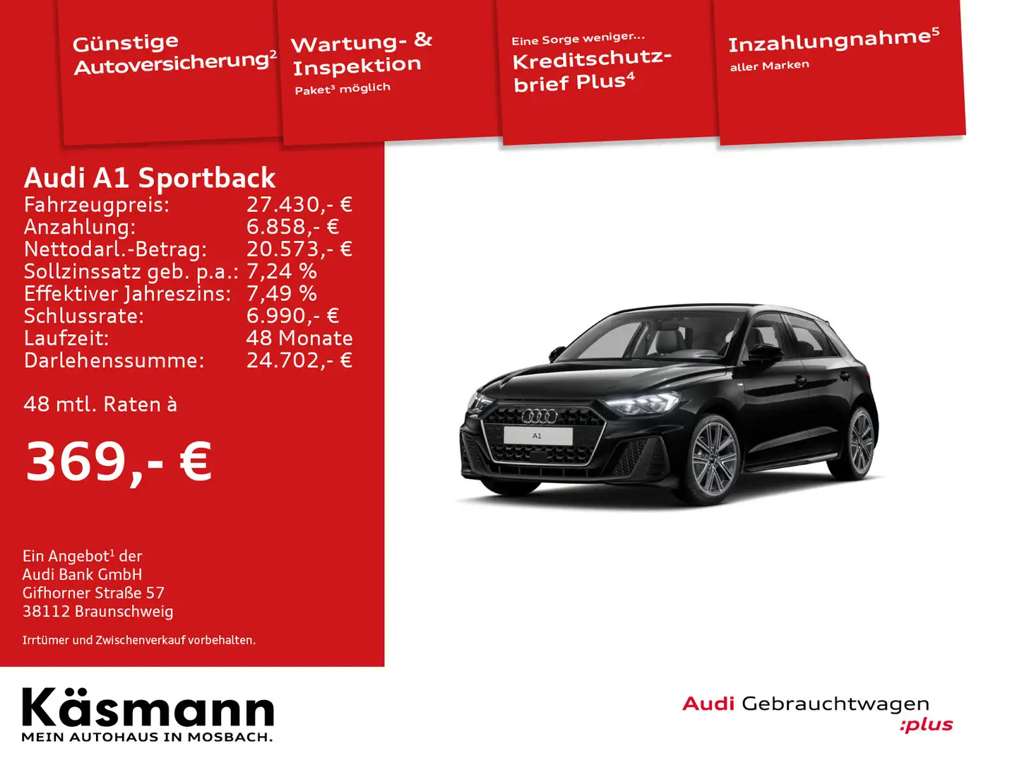 Audi A1 S line 30TFSI LED NAV KAM ACC SHZ Чёрный - 1