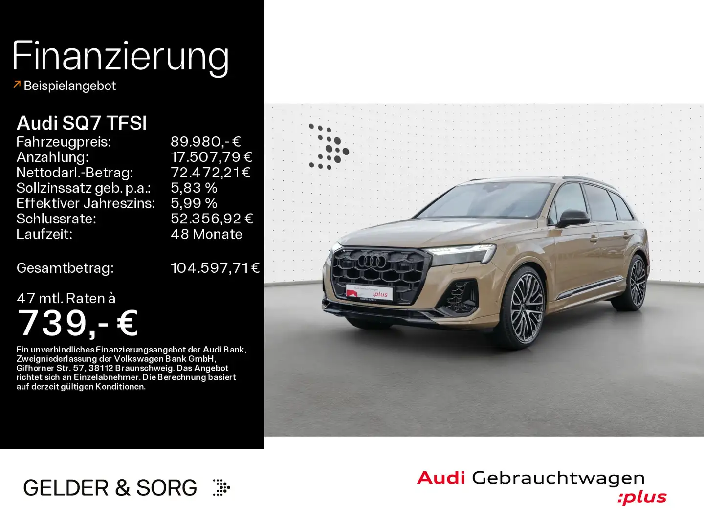 Audi SQ7 qu. Air*Matrix*Pano*HuD*360°B&O*AHK Oro - 1