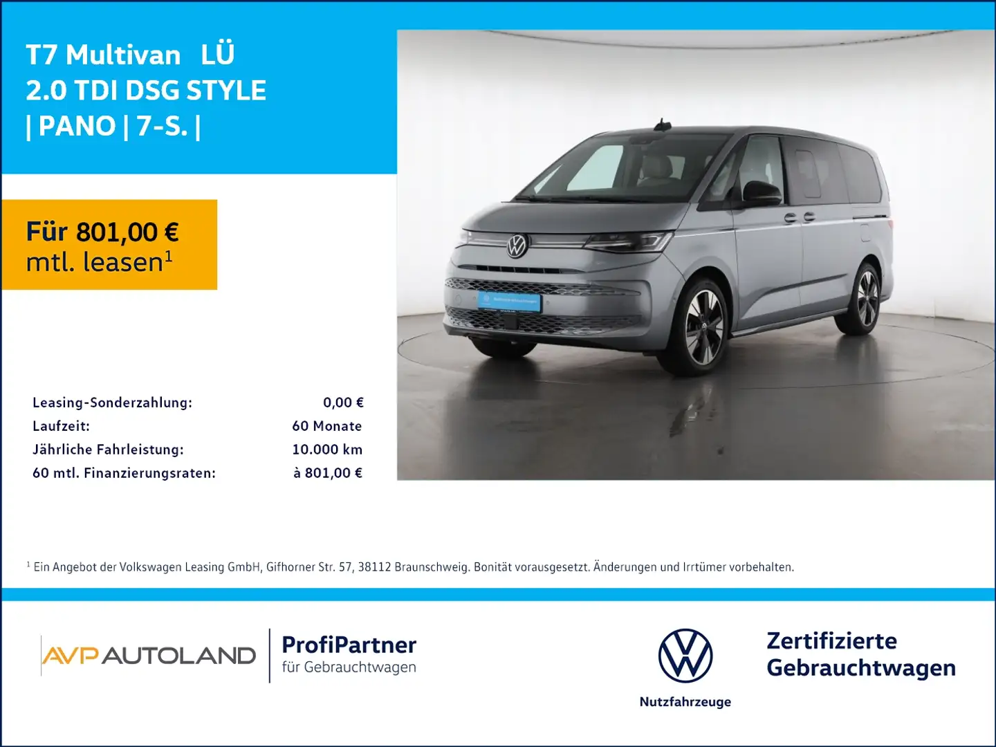 Volkswagen T7 Multivan LÜ 2.0 TDI DSG STYLE | PANO | 7-S. | Silber - 1