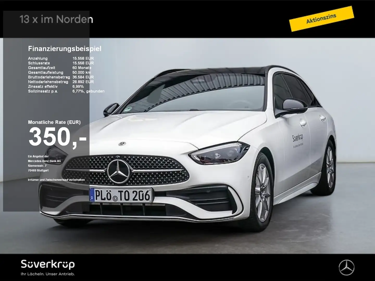 Mercedes-Benz C 200 d T AMG NIGHT SPUR PANO AHK DISTR 360 PDC Weiß - 1