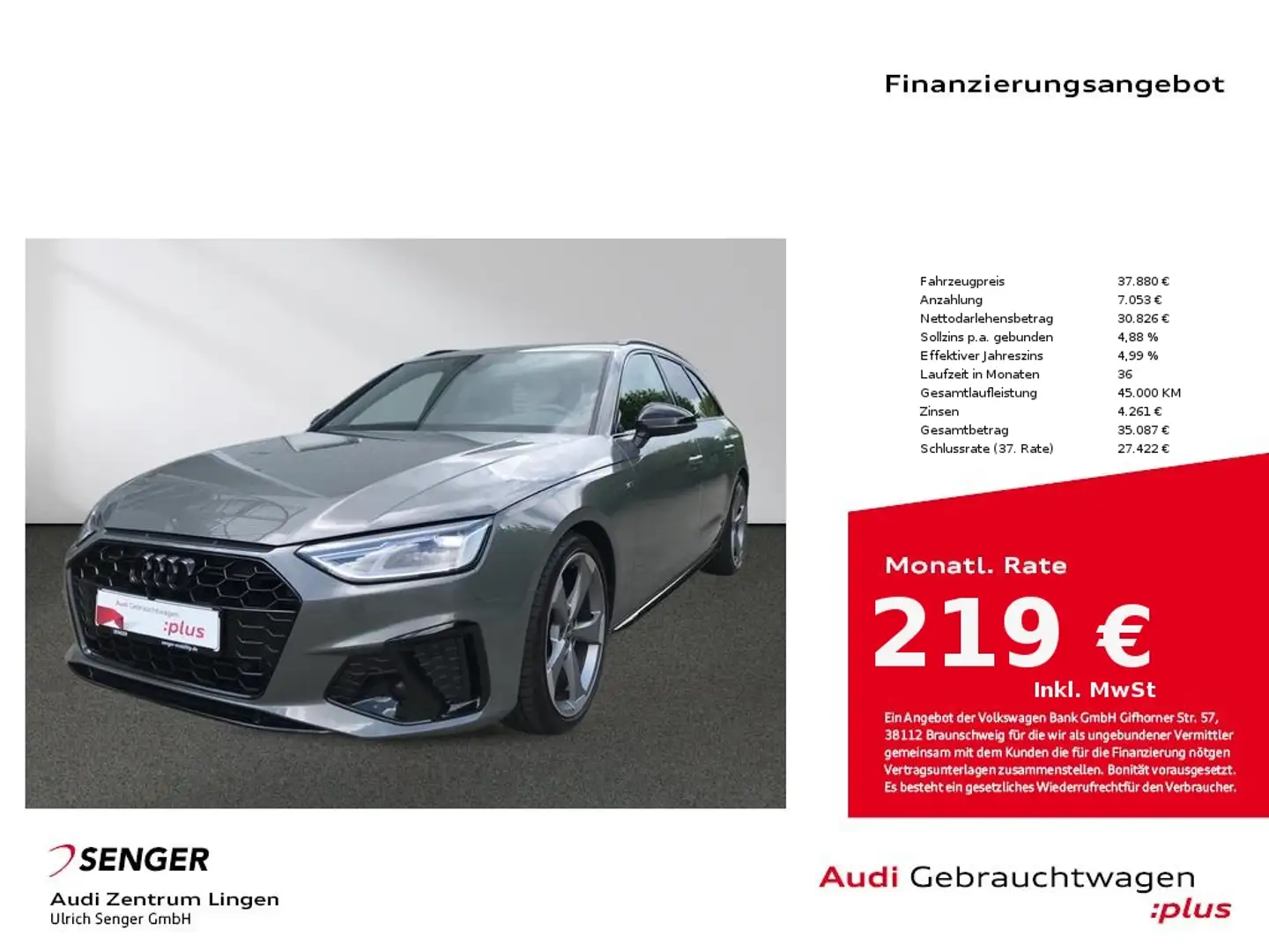 Audi A4 Avant S line 30 TDI S tronic MMI LED AHK Grau - 1
