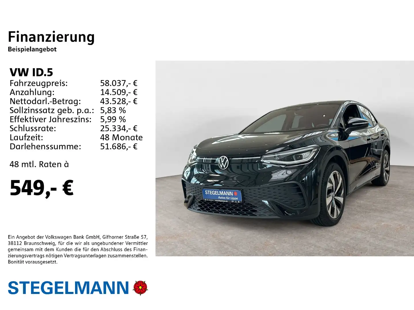 Volkswagen ID.5 PRO GOAL 77kWh Kaufprämie bis 30.06.2025 Noir - 2