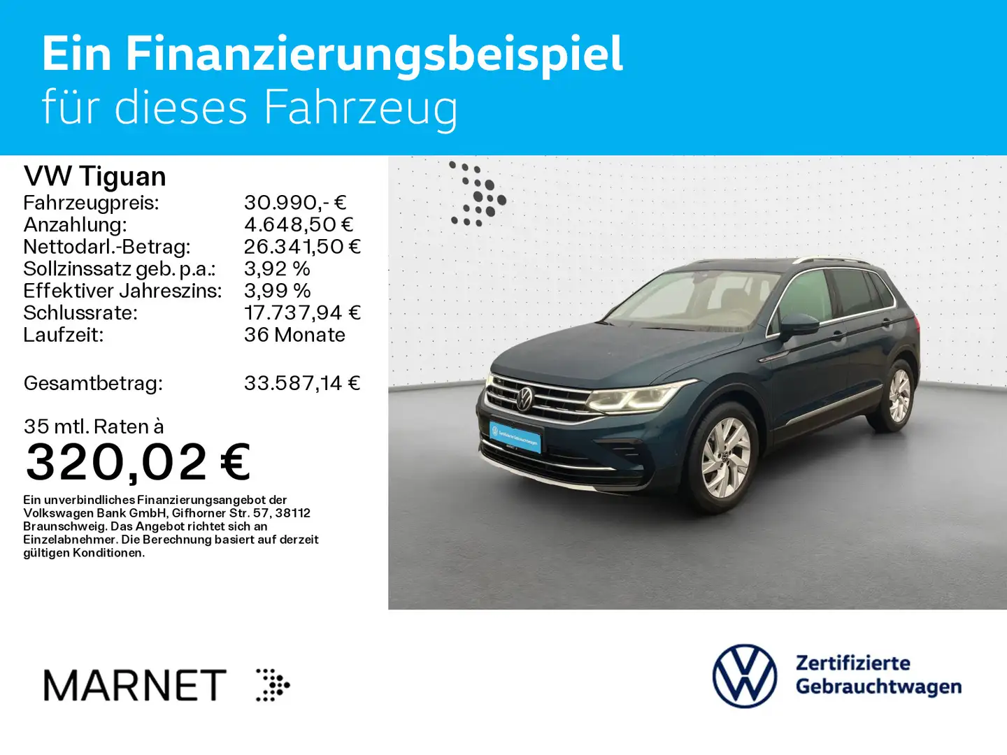 Volkswagen Tiguan 2.0 TSI DSG 4Motion EleganceNavi*AHK*Pano Blau - 2