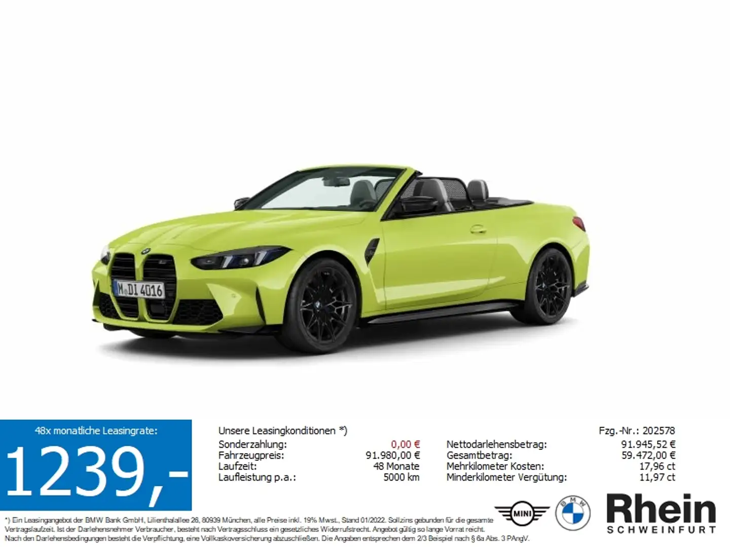 BMW M4 Competition Cabrio mit M xDrive Harm./Kard. Gelb - 1