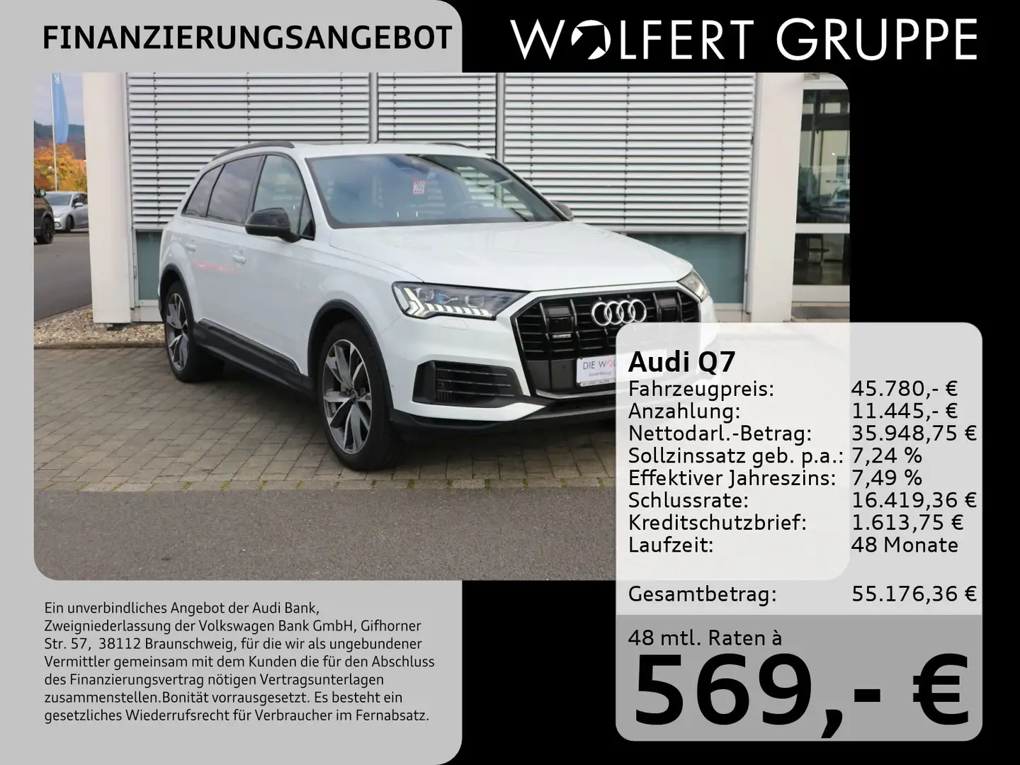Audi Q7 55 TFSI e quattro MATRIX*B&O*PANO*AHK*RFK*ACC Weiß - 1