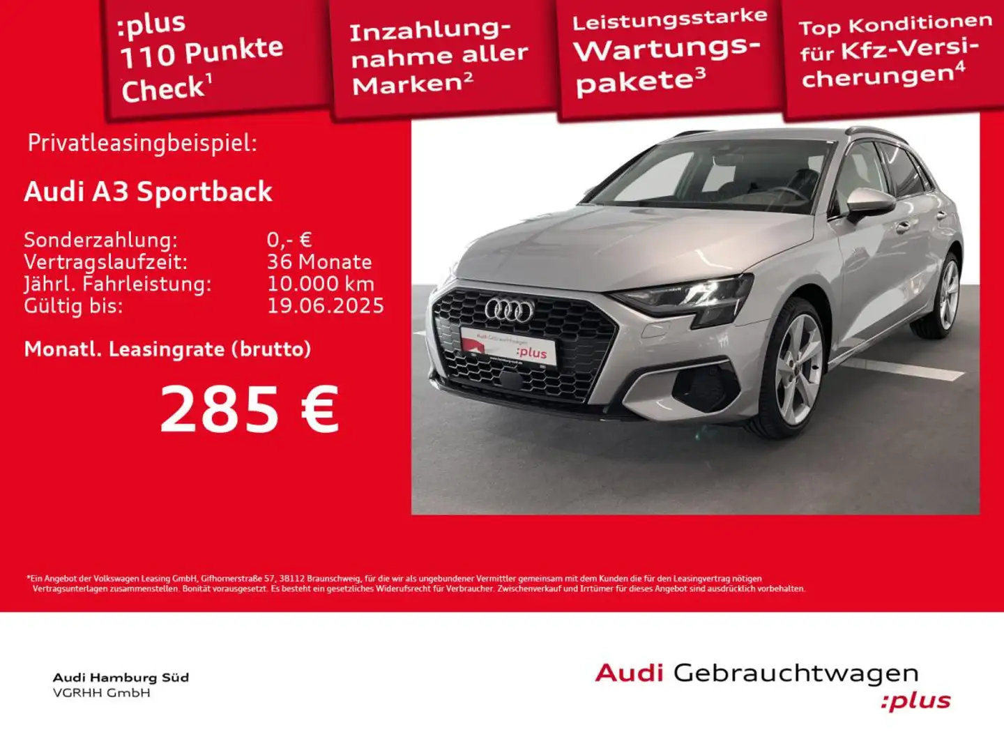 Audi A3 Sportback 30 TDI advanced S tronic NAVI/AHK Silber - 1