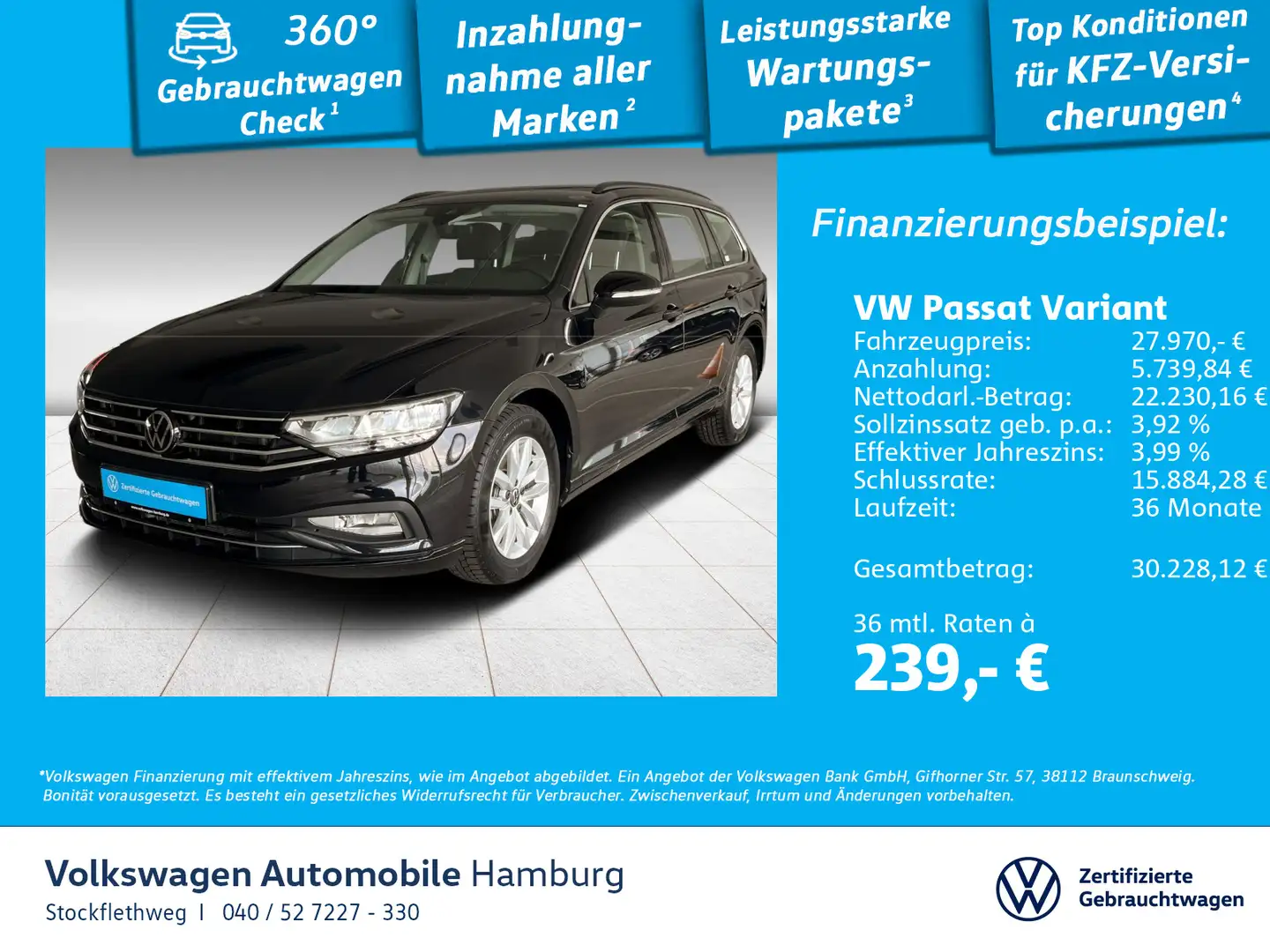 Volkswagen Passat Variant 2.0 TDI Business DSG ACC Navi Cam Schwarz - 1