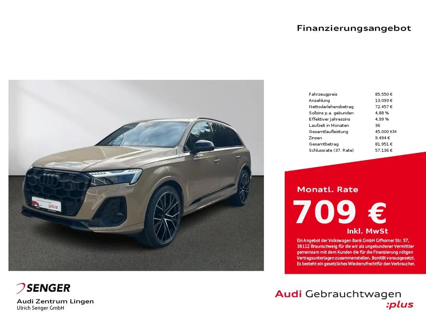 Audi Q7 S line 45 TDI quattro Matrix LED B&O AHK Bronze - 1