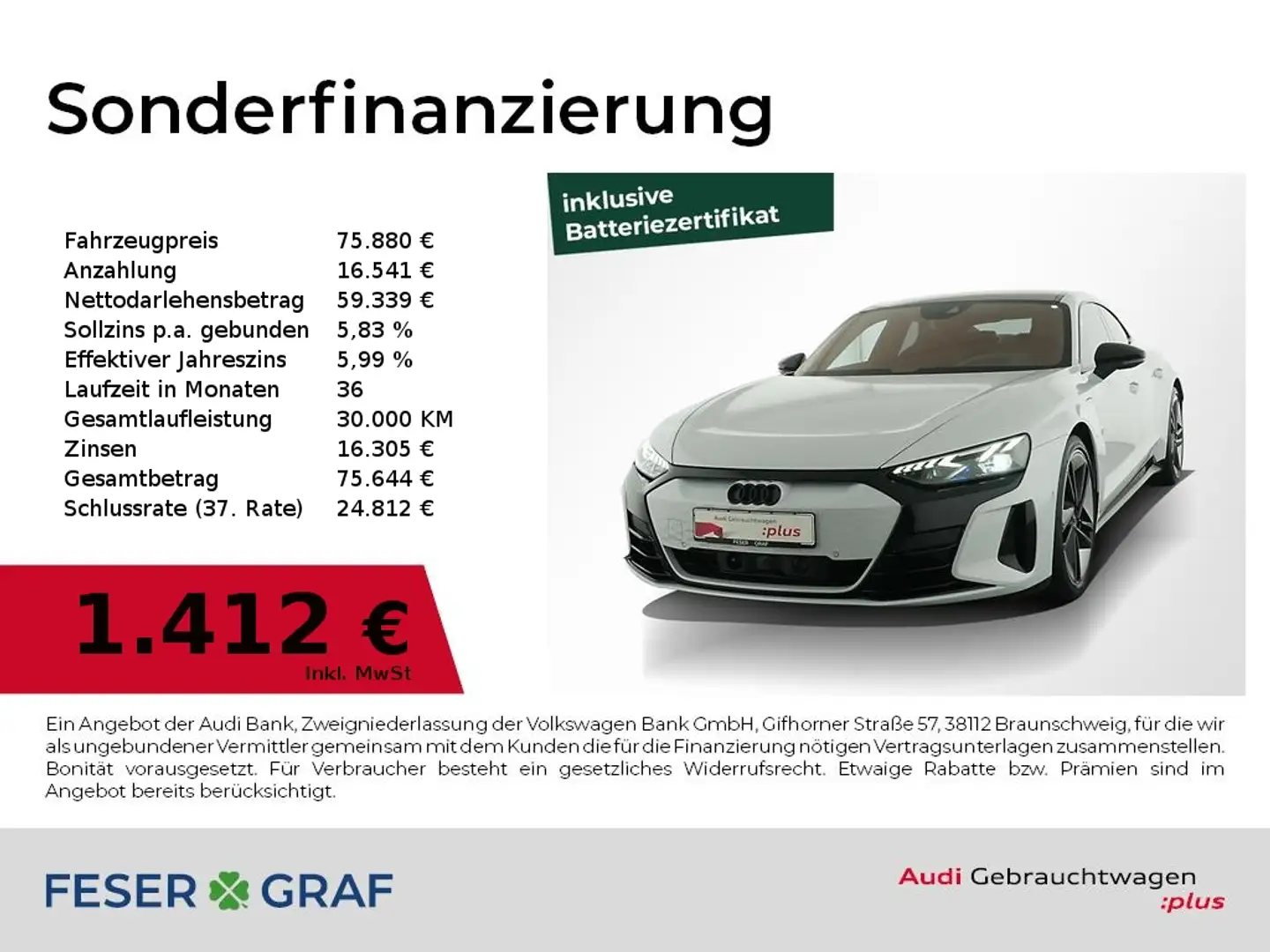 Audi RS e-tron GT HUD/ B&O/Matrix LED/Pano/Wärmepumpe Grau - 1