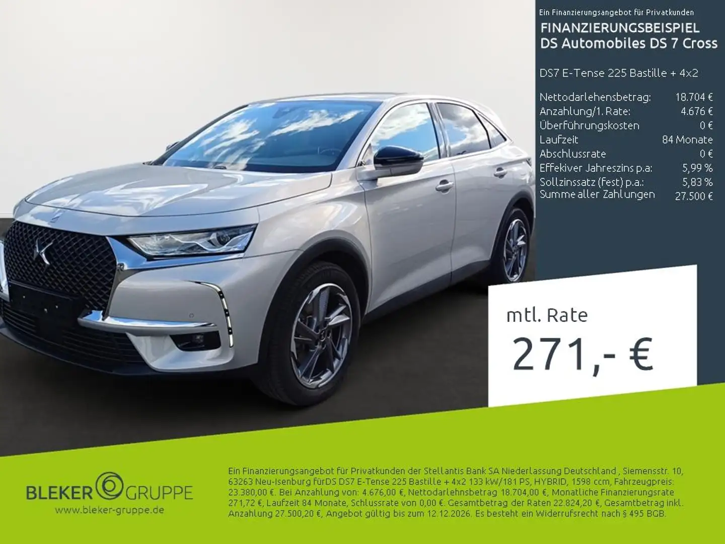DS Automobiles DS 7 Crossback DS7 E-Tense 225 Bastille + 4x2 Grau - 1