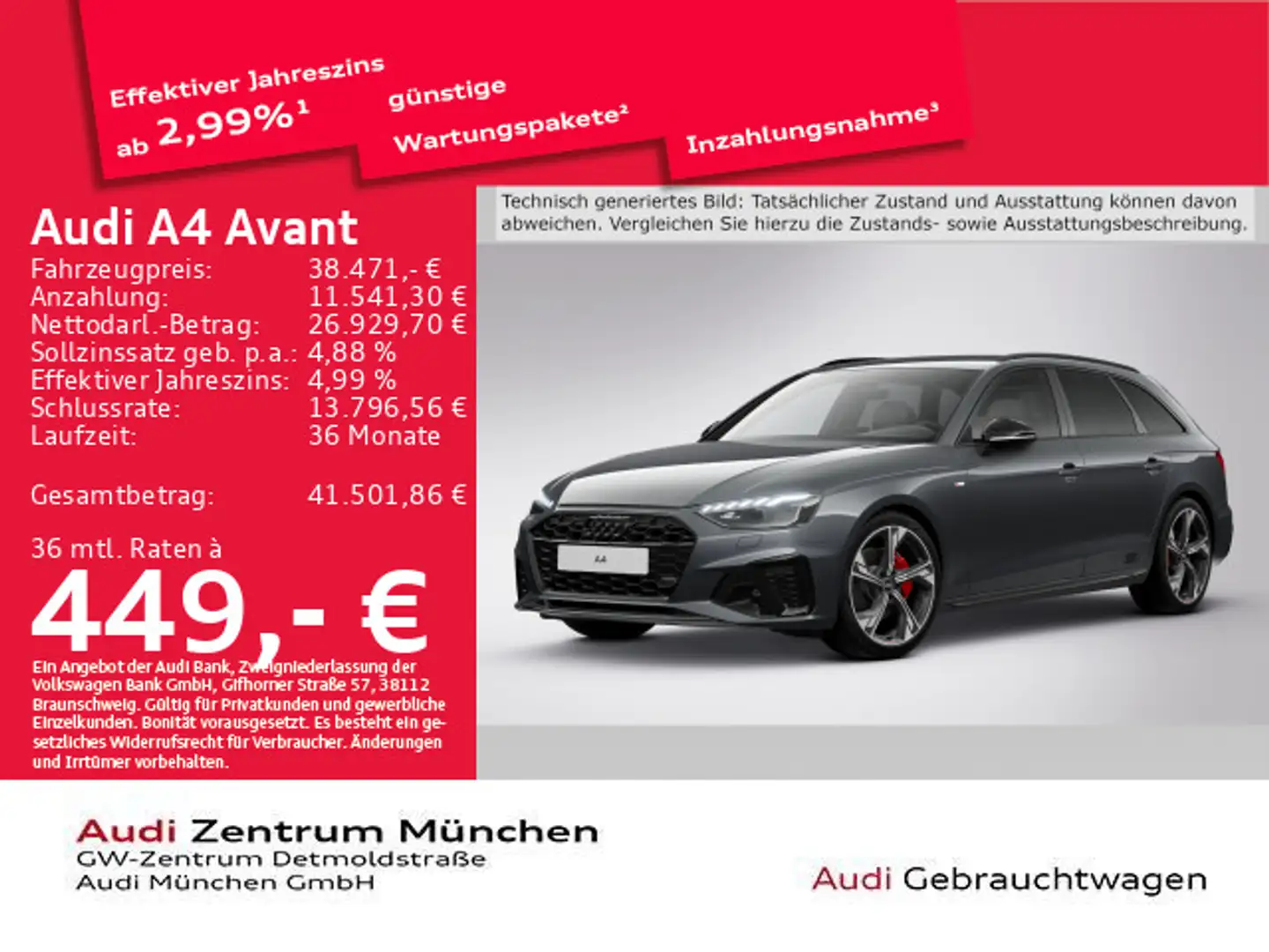 Audi A4 40 TFSI S tronic S line Competition+ AH Grau - 1