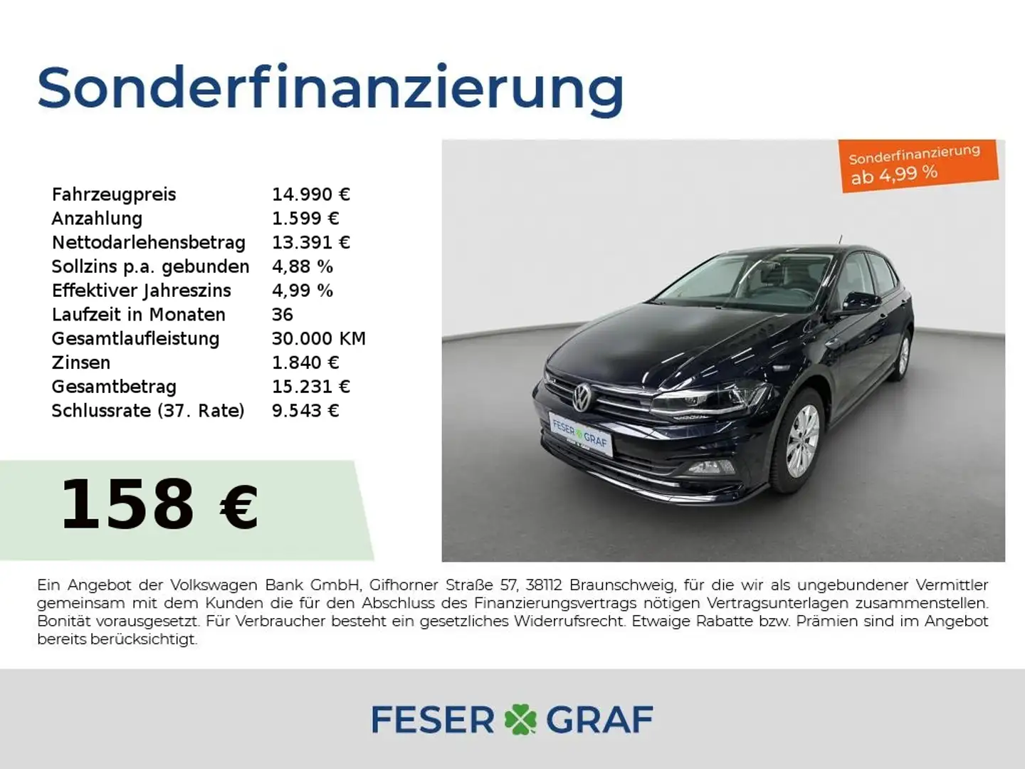 Volkswagen Polo Highline R-Line 1.0TSI 70KW 5-Gang LED Pano Noir - 1
