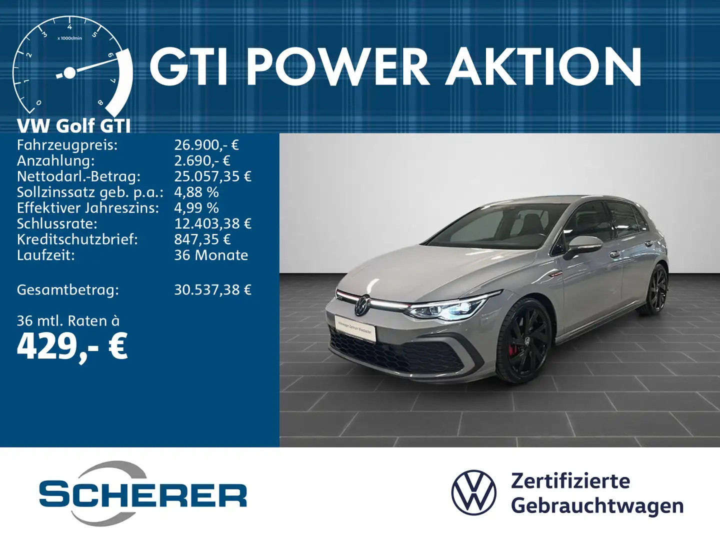 Volkswagen Golf GTI Golf VIII GTI 2.0 TSI DSG, APP, Kamera, ACC, LED Grau - 1